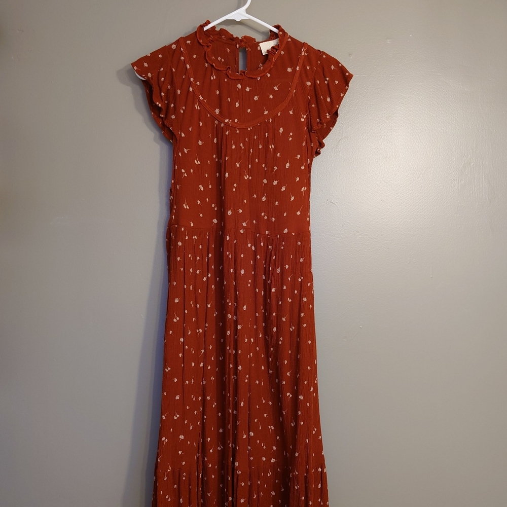 Universal Thread Rust Midi Dress with White Accents